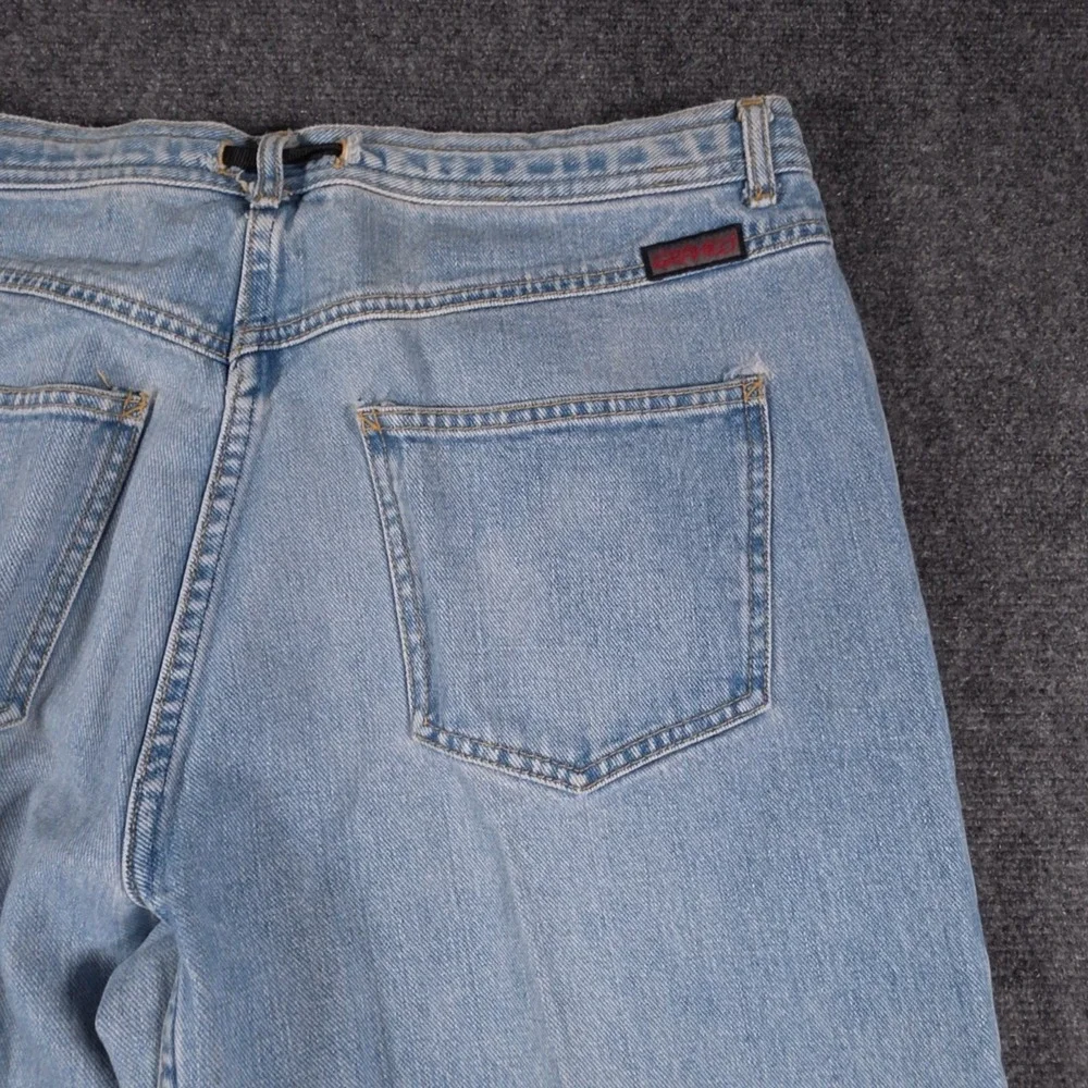 VTG Gramicci Jeans Mens XL 36x28 Blue Light Wash Denim Embroidered Made USA Belt